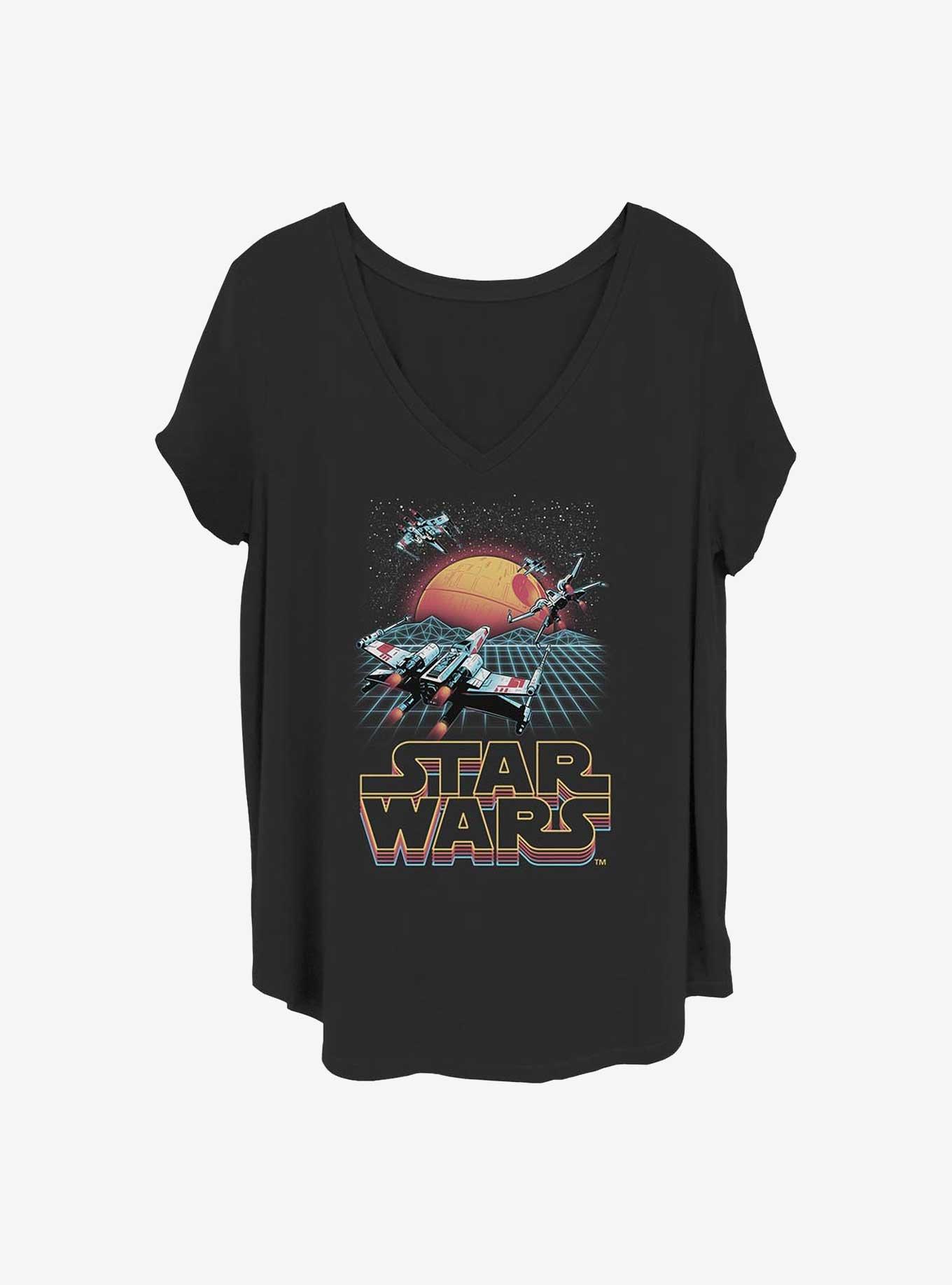 Star Wars Retro X-Wing Girls T-Shirt Plus Size, BLACK, hi-res