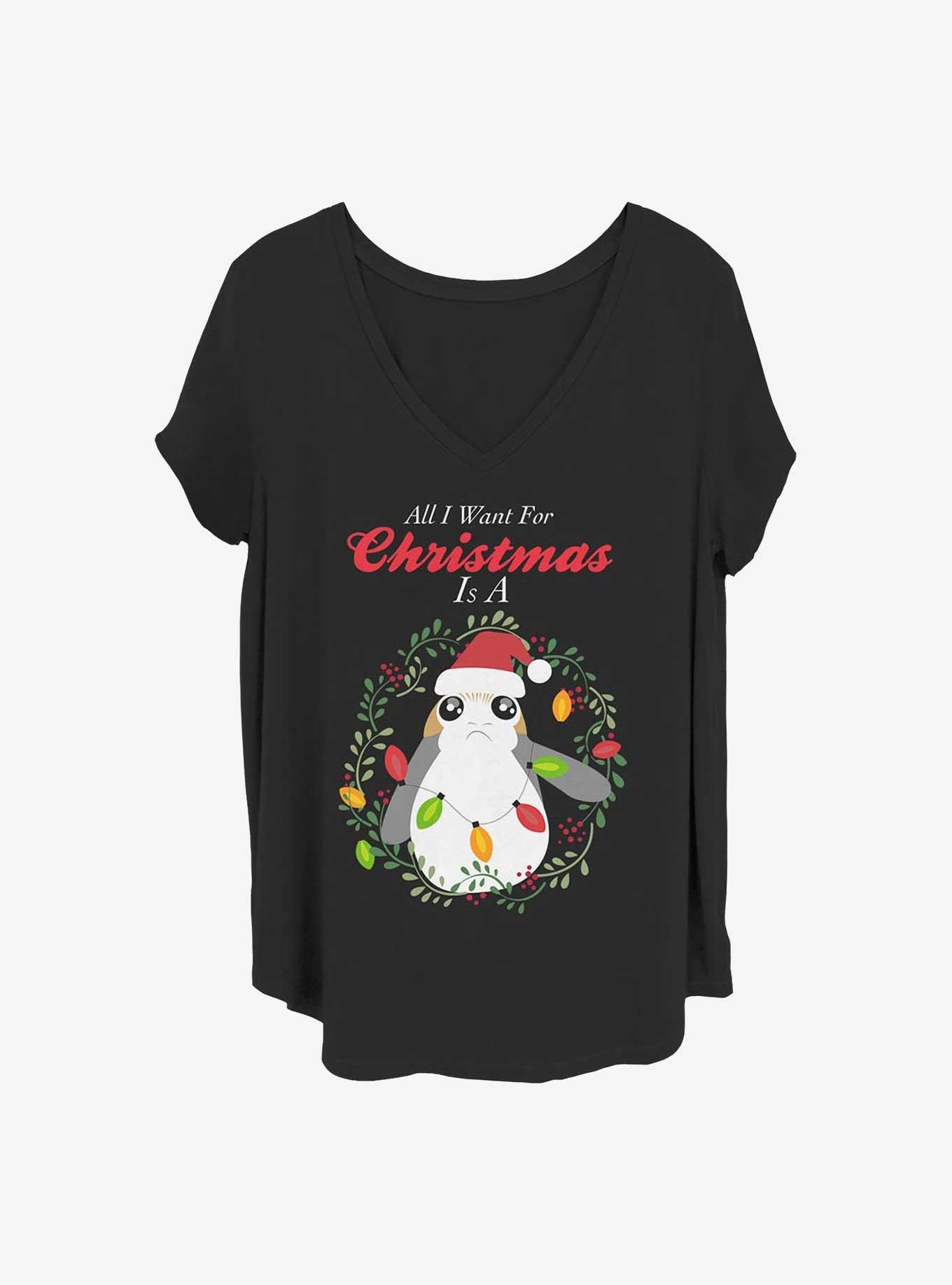 Star Wars: The Last Jedi All I Want Is A Porg Girls T-Shirt Plus Size, BLACK, hi-res