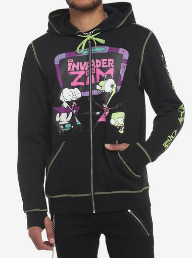 Invader Zim Gir and Zim Blue Zip-Up Hoodie | Official Apparel & Accessories | Dumbgood Xs