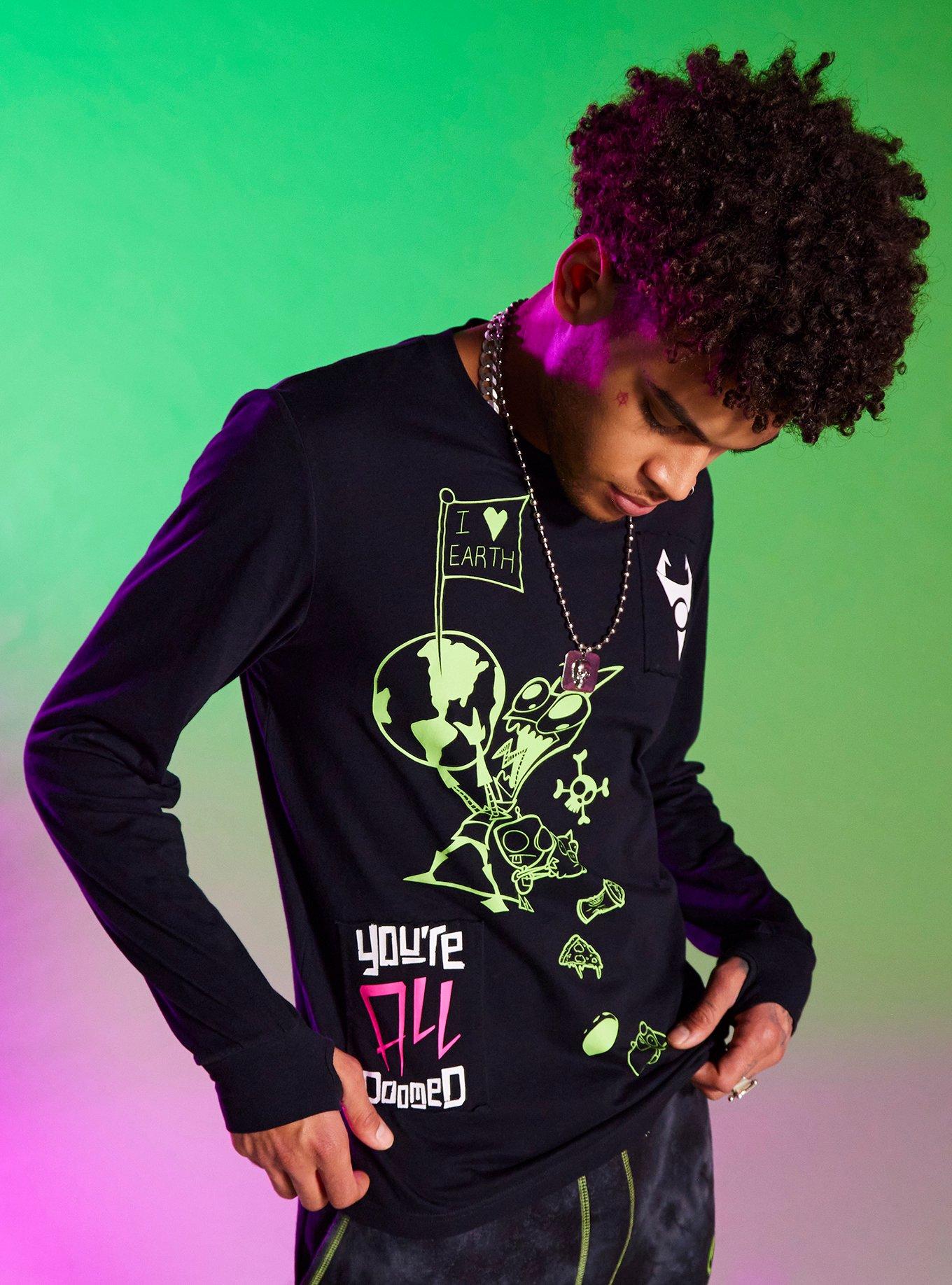 Invader Zim Doom Patch Long-Sleeve T-Shirt, BLACK, hi-res