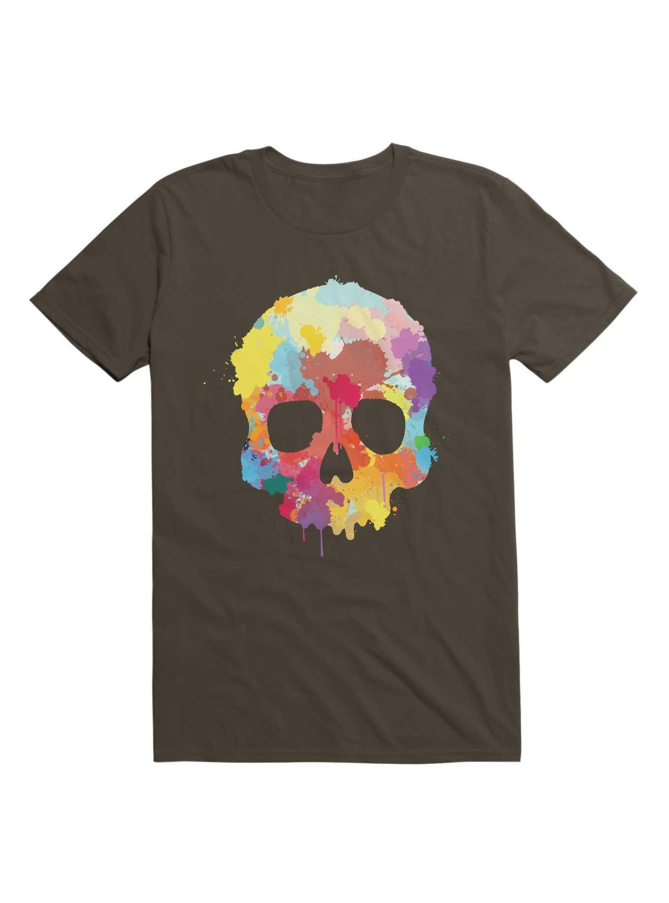 Expressive Colorful Skull T-Shirt, , hi-res