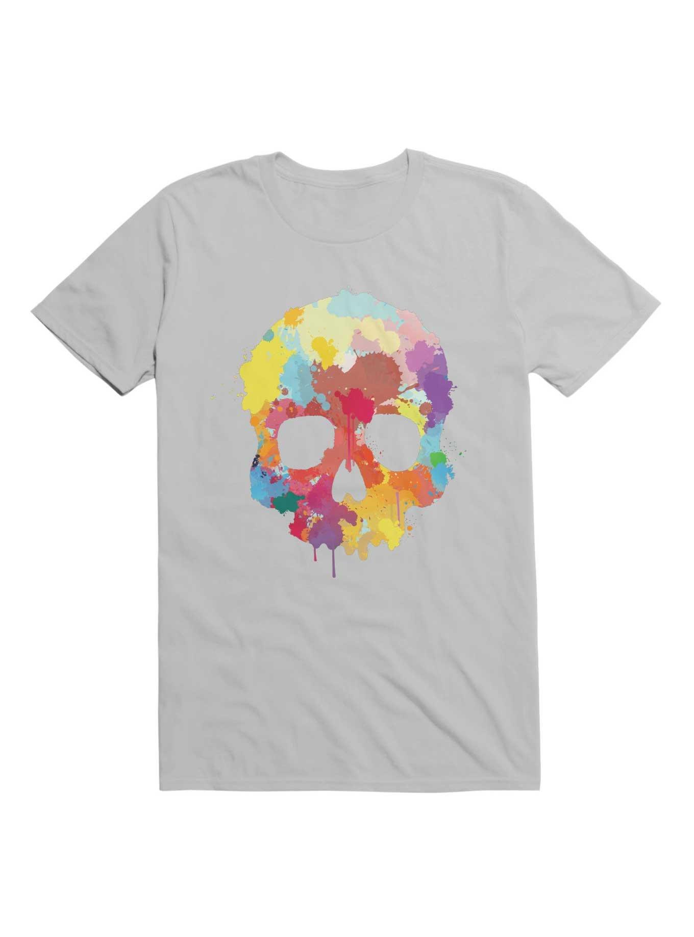 Expressive Colorful Skull T-Shirt, , hi-res