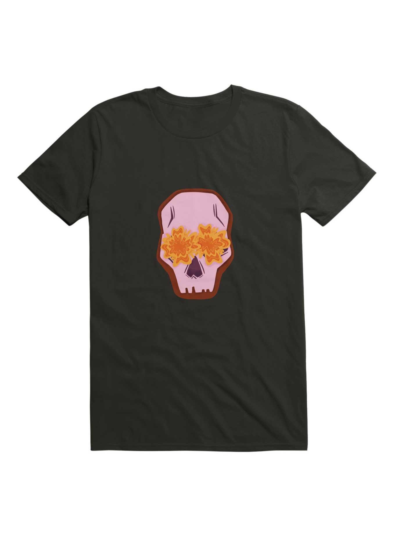 Flowers Skull T-Shirt, BLACK, hi-res