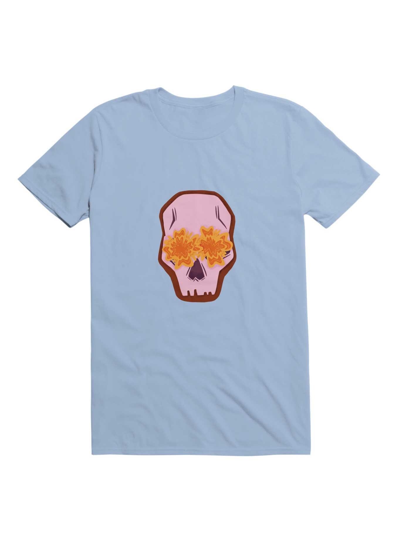 Flowers Skull T-Shirt, LIGHT BLUE, hi-res
