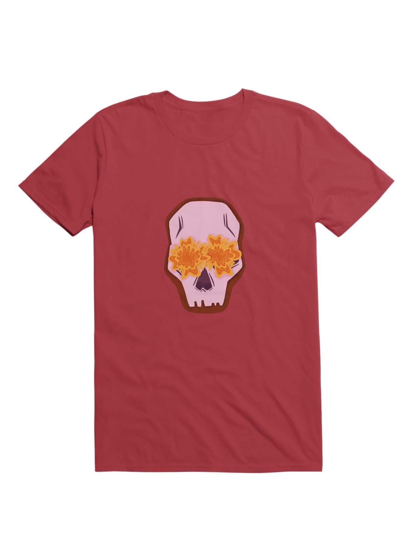 Flowers Skull T-Shirt, RED, hi-res
