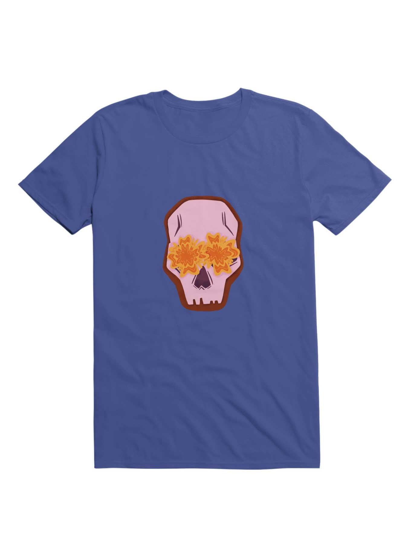 Flowers Skull T-Shirt, ROYAL, hi-res