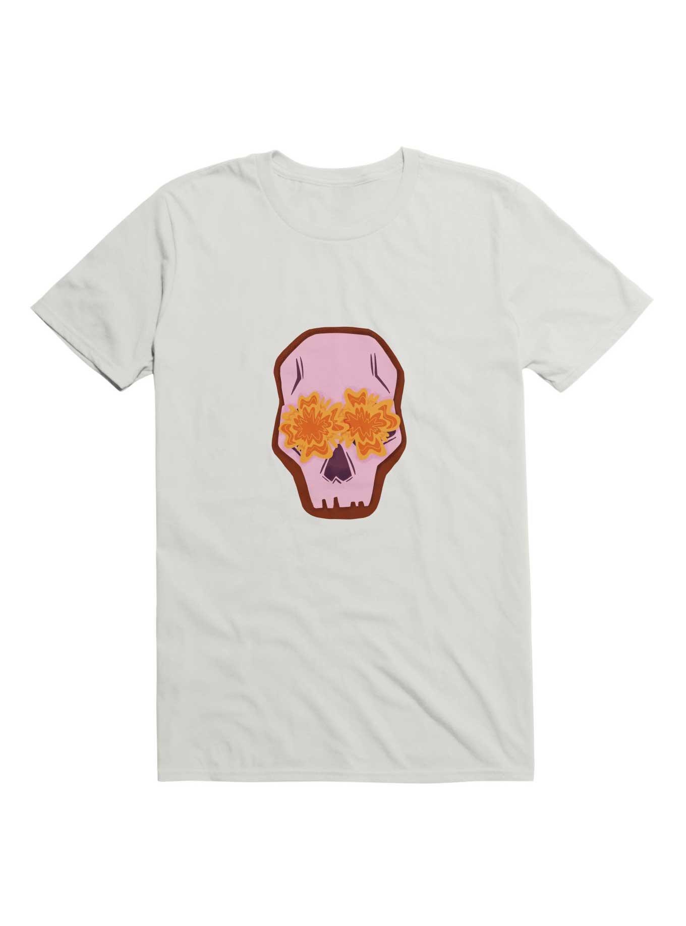Flowers Skull T-Shirt, WHITE, hi-res
