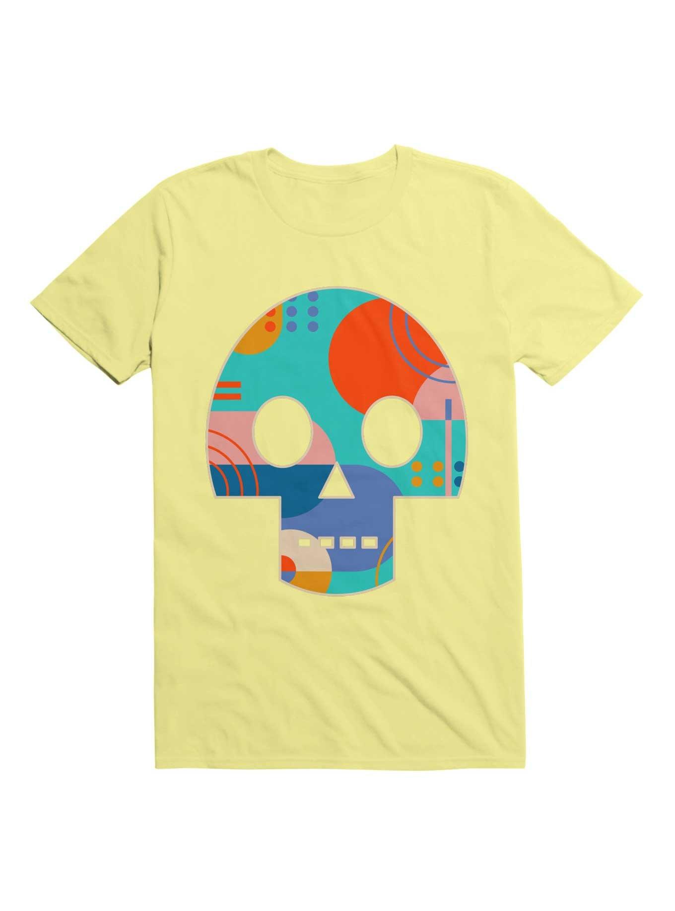 Geometric Abstract Memphis Skull T-Shirt, CORN SILK, hi-res