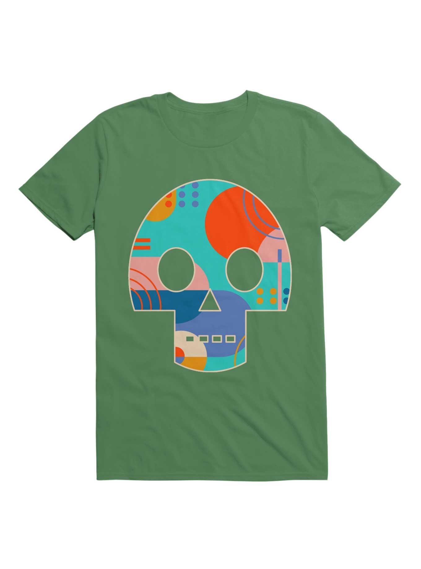 Geometric Abstract Memphis Skull T-Shirt, IRISH GREEN, hi-res