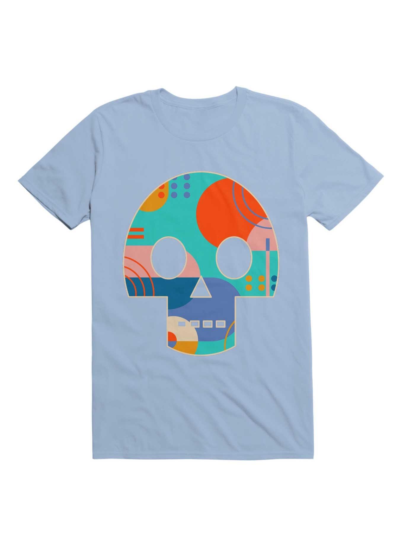 Geometric Abstract Memphis Skull T-Shirt, LIGHT BLUE, hi-res