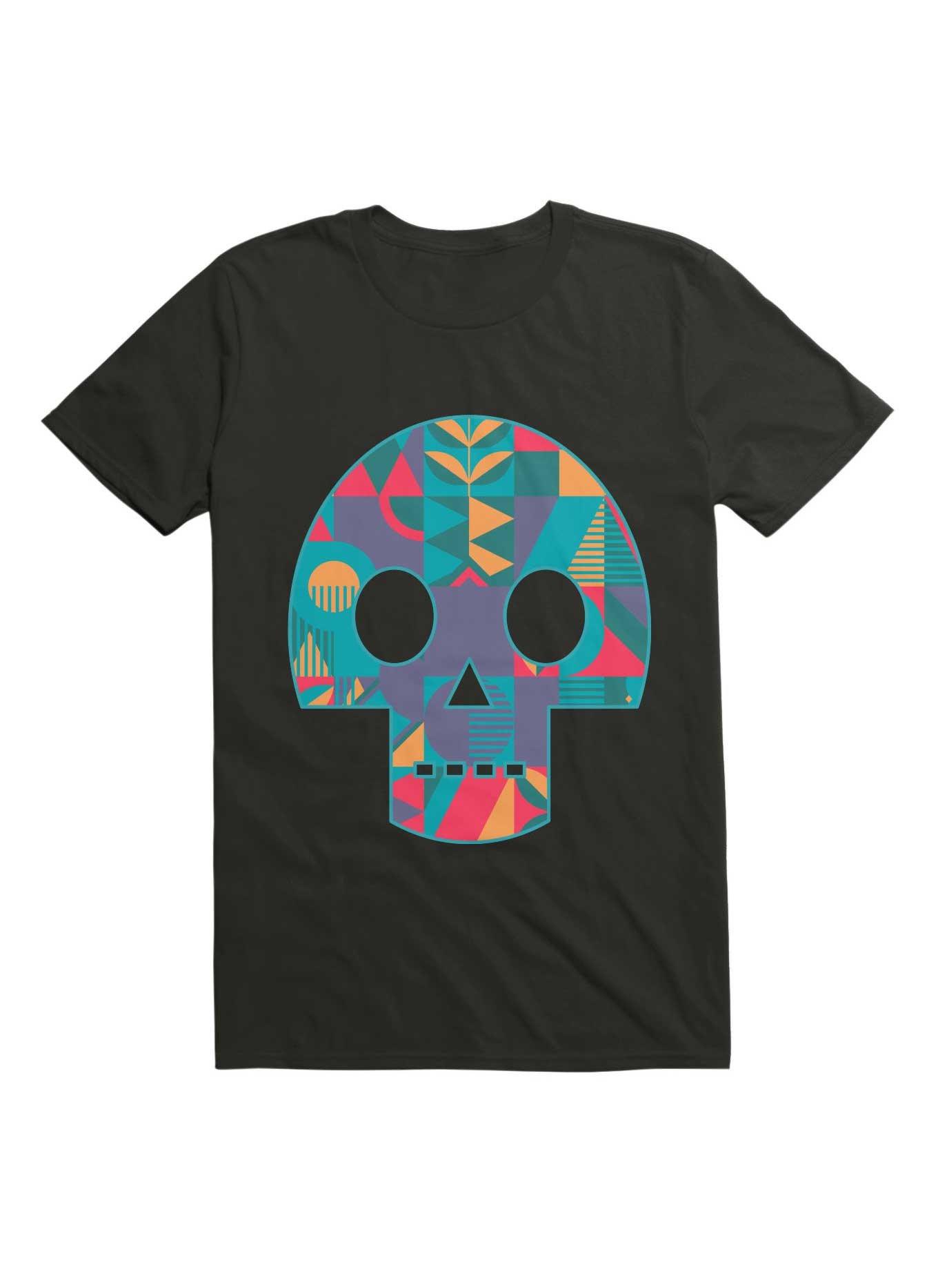 Geometric Abstract Skull T-Shirt, BLACK, hi-res