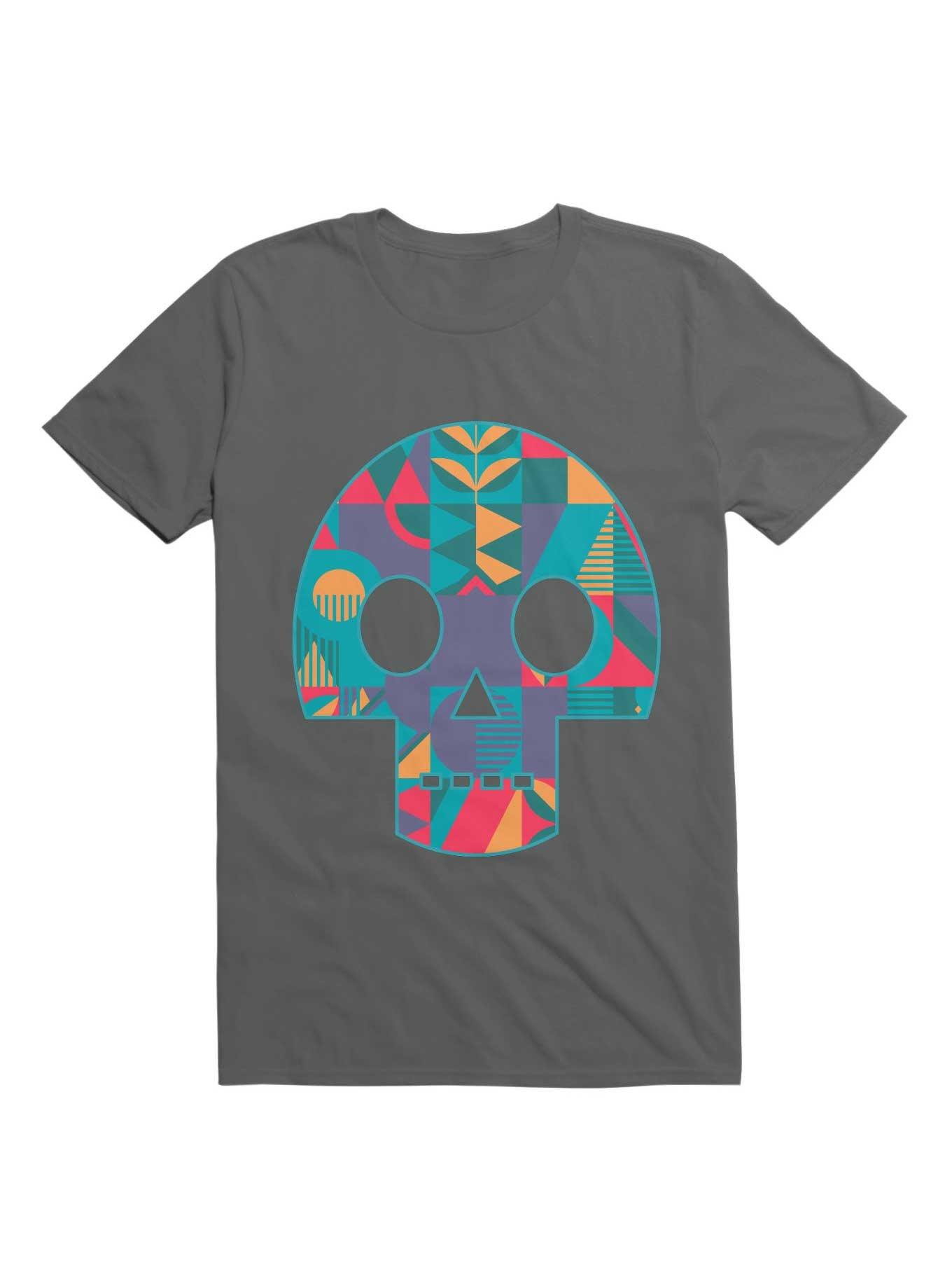 Geometric Abstract Skull T-Shirt, CHARCOAL, hi-res