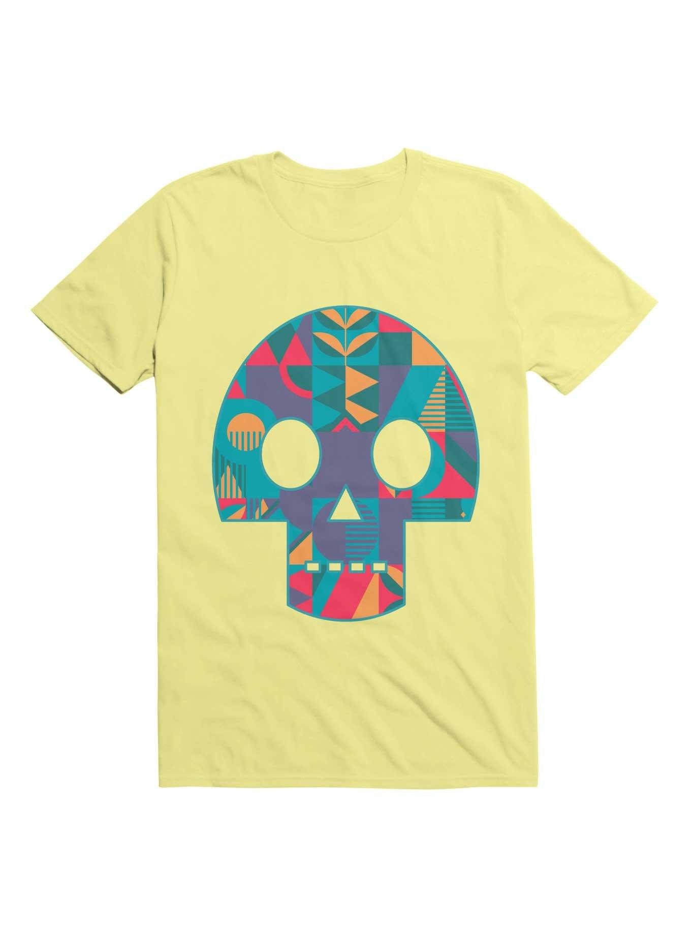 Geometric Abstract Skull T-Shirt, CORN SILK, hi-res