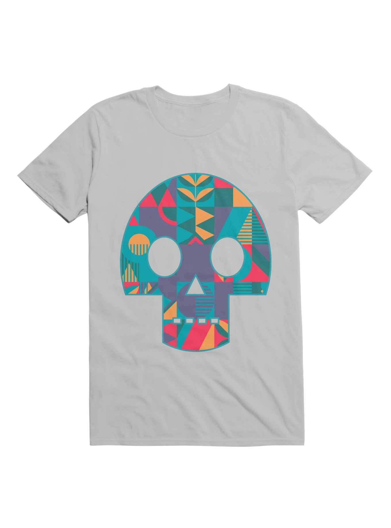 Geometric Abstract Skull T-Shirt, ICE GREY, hi-res