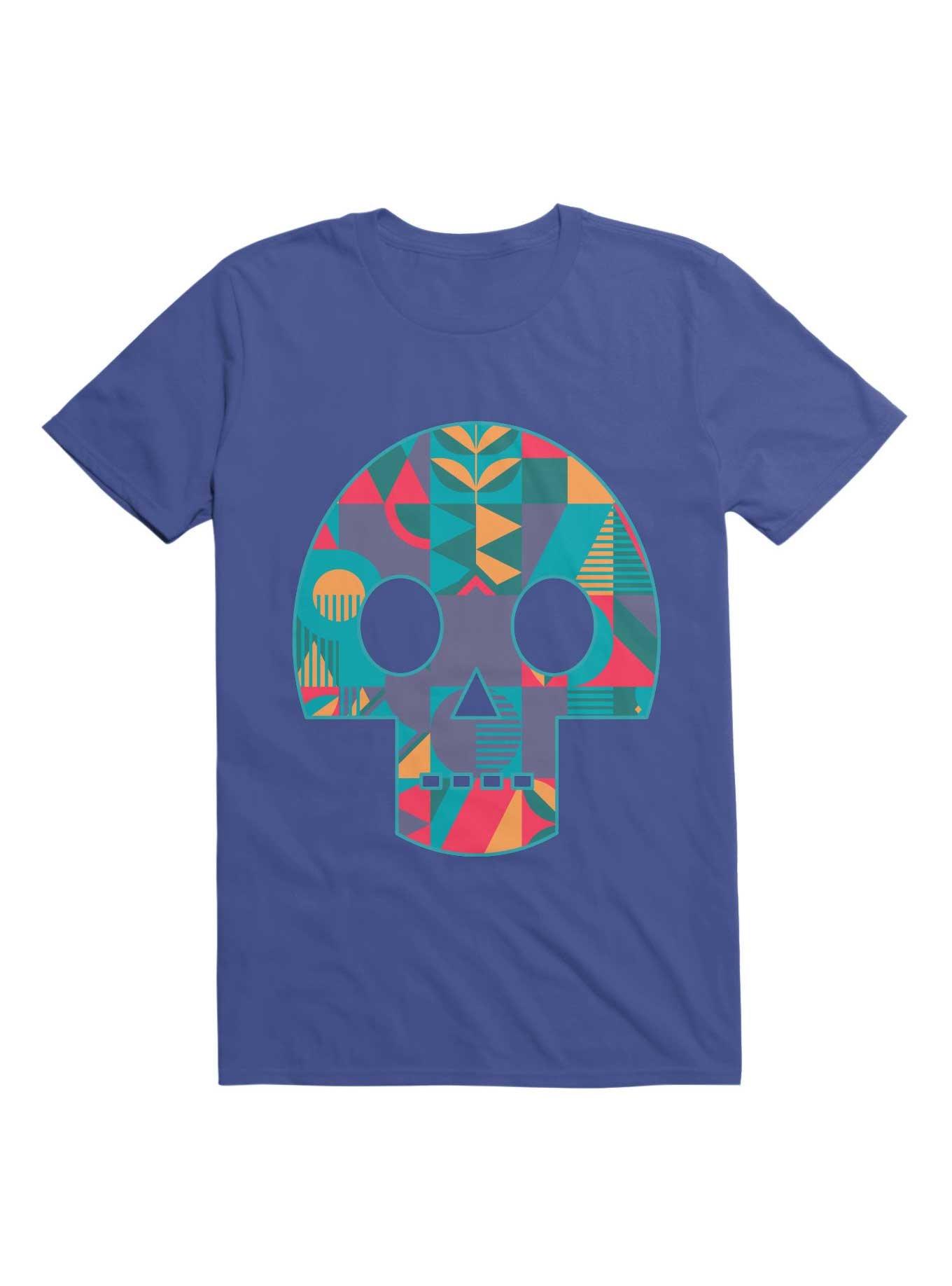Geometric Abstract Skull T-Shirt, ROYAL, hi-res