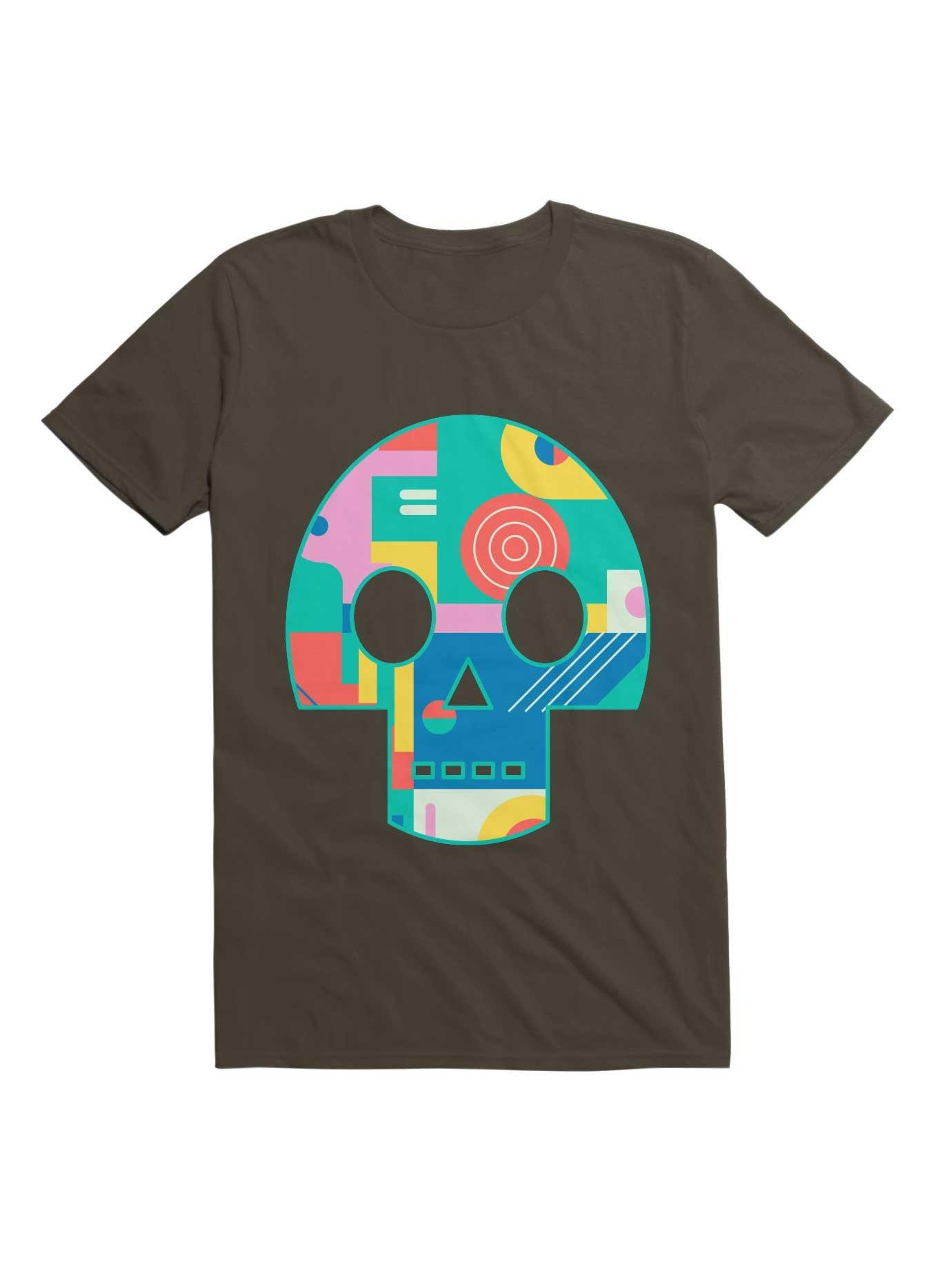 Geometric Memphis Skull T-Shirt, DARK CHOCOLATE, hi-res