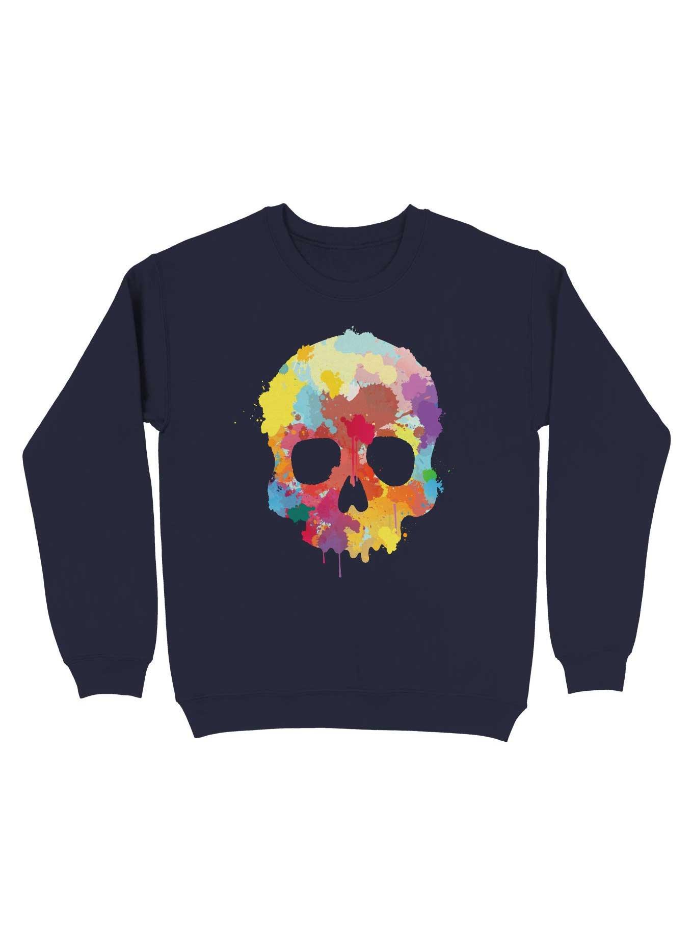 Expressive Colorful Skull Sweatshirt, , hi-res