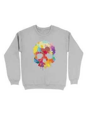 Expressive Colorful Skull Sweatshirt, , hi-res