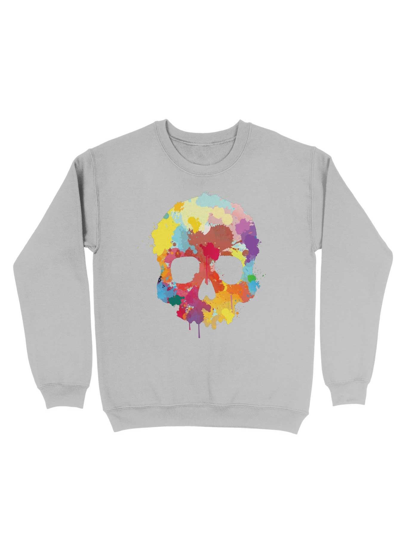 Expressive Colorful Skull Sweatshirt, SPORT GRAY, hi-res