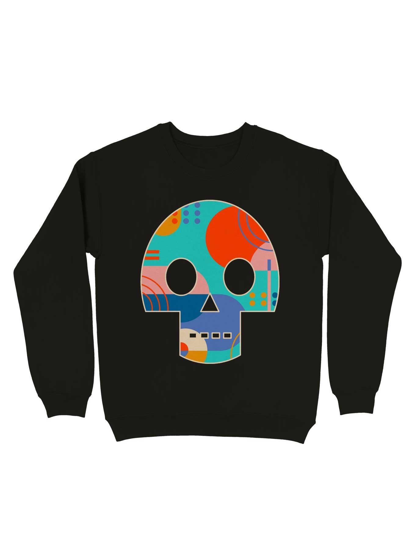 Geometric Abstract Memphis Skull Sweatshirt, , hi-res