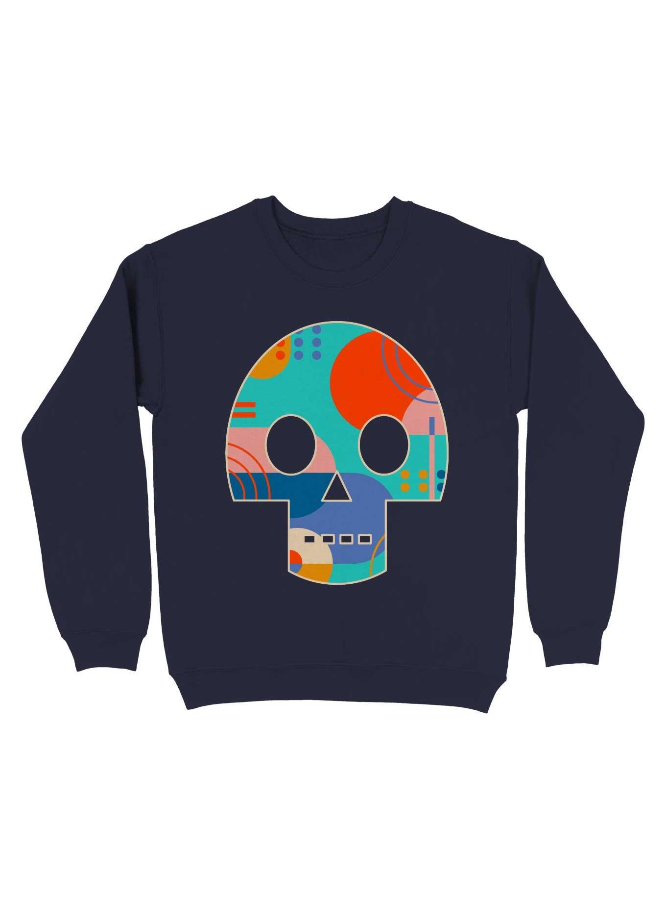 Geometric Abstract Memphis Skull Sweatshirt, , hi-res