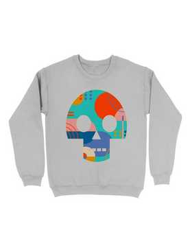 Geometric Abstract Memphis Skull Sweatshirt, , hi-res