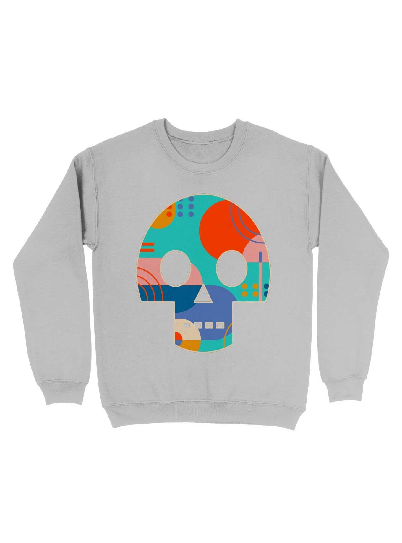 Geometric Abstract Memphis Skull Sweatshirt, , hi-res