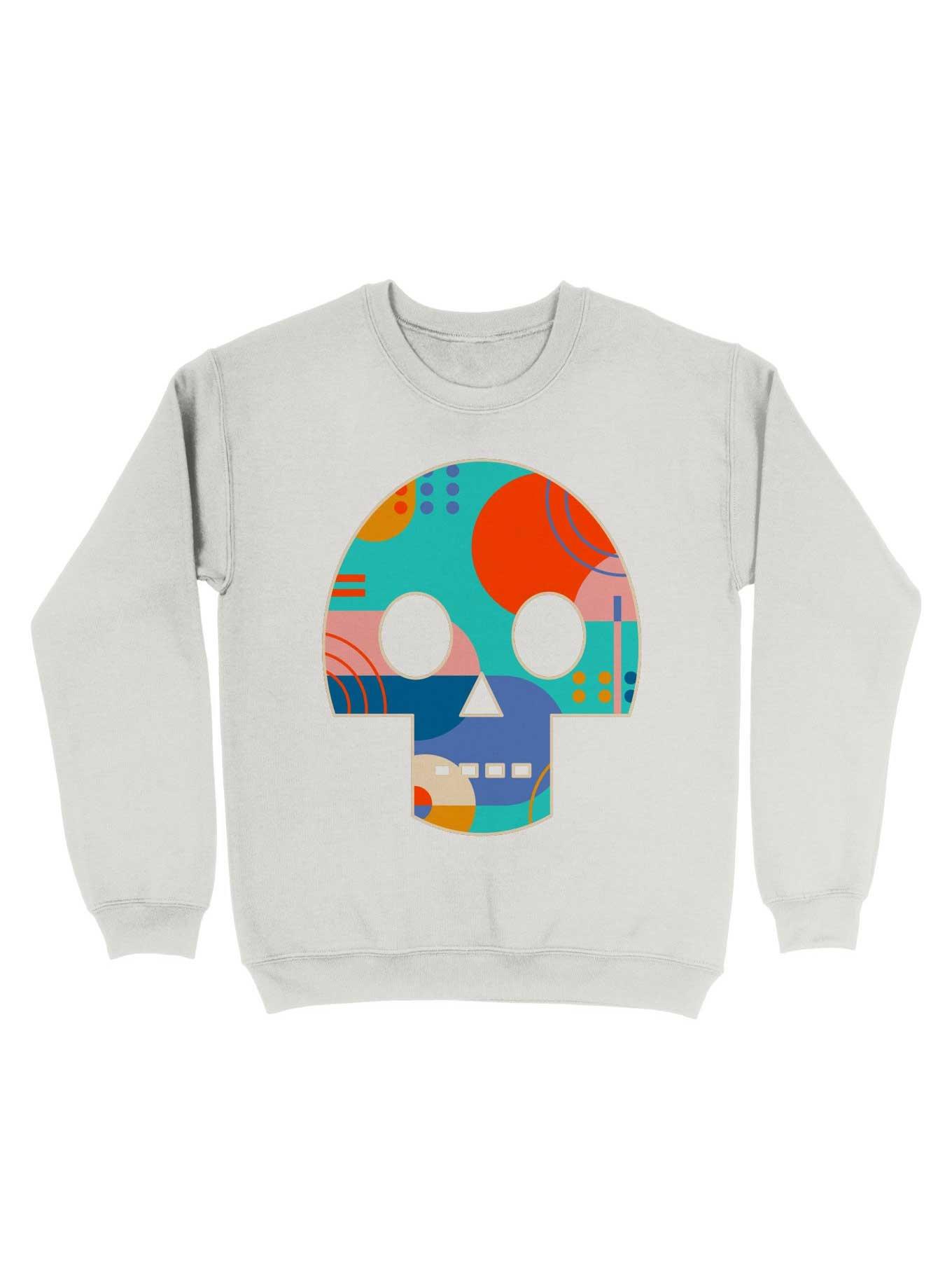 Geometric Abstract Memphis Skull Sweatshirt, , hi-res