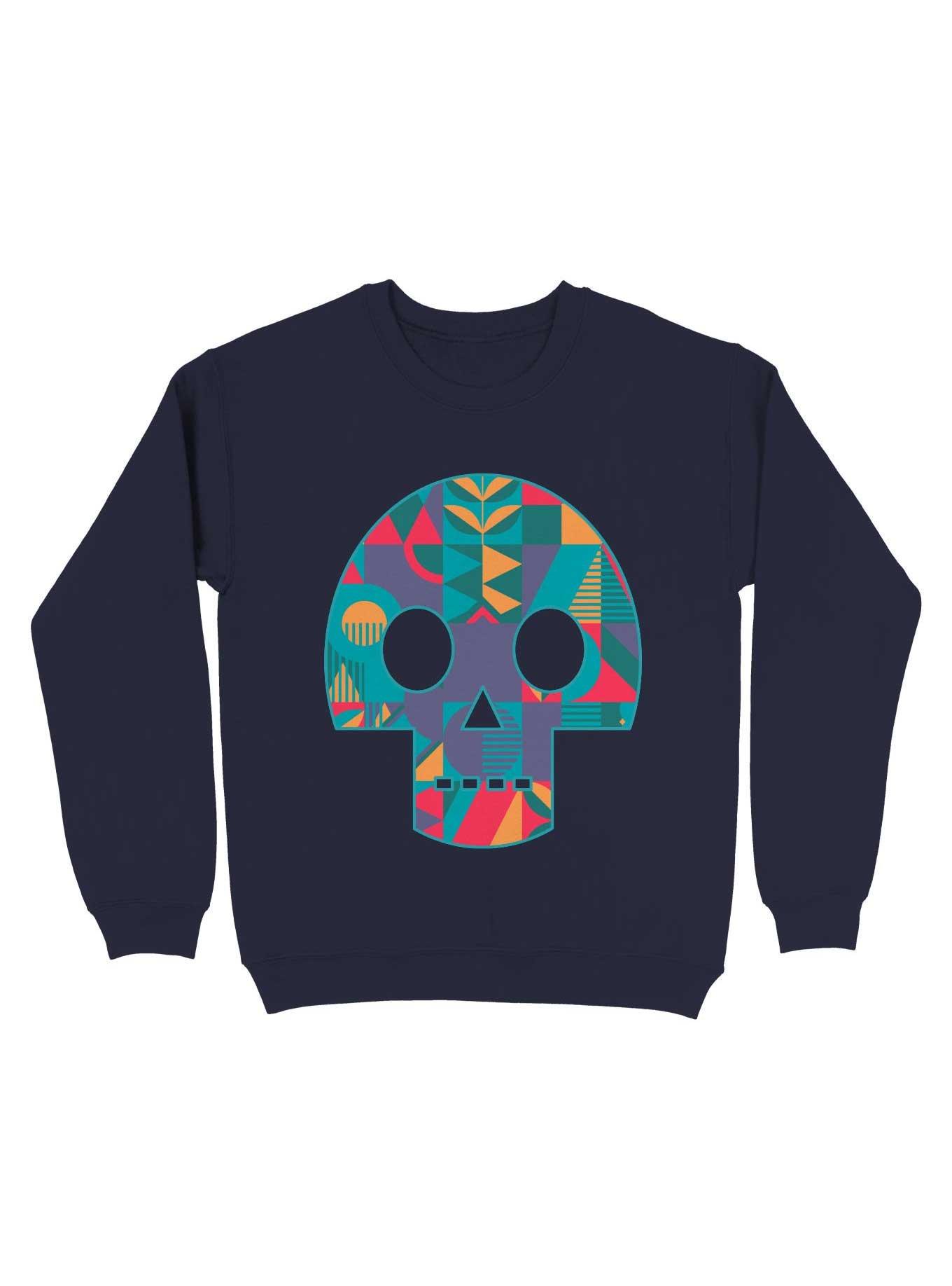 Geometric Abstract Skull Sweatshirt, , hi-res