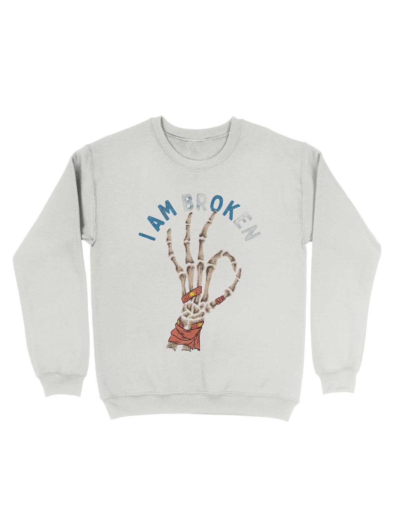I Am Br(Ok)En Sweatshirt, WHITE, hi-res