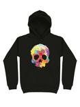 Expressive Colorful Skull Hoodie, BLACK, hi-res