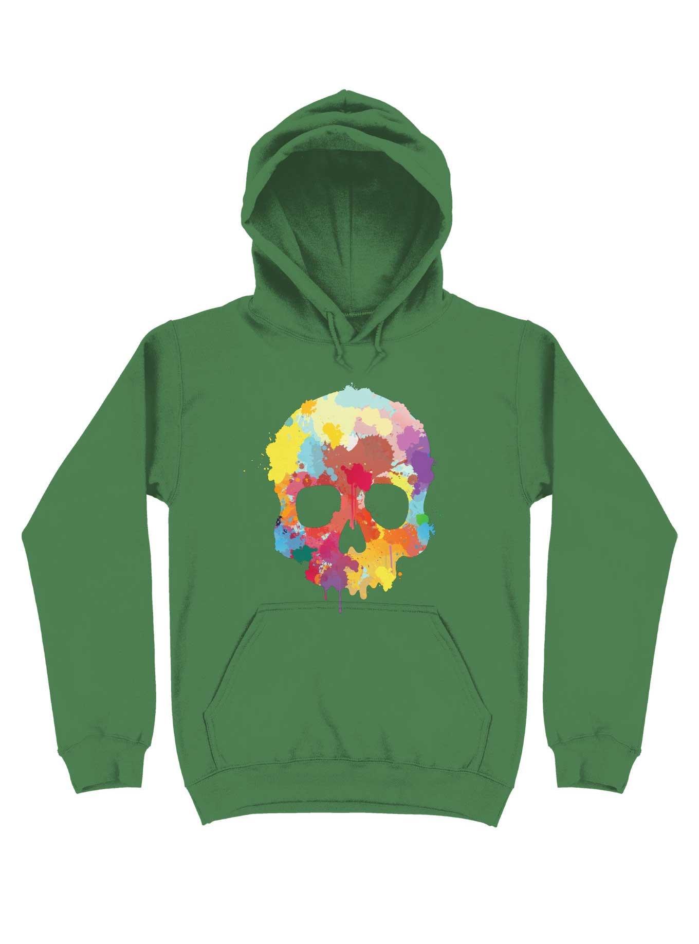 Expressive Colorful Skull Hoodie, IRISH GREEN, hi-res