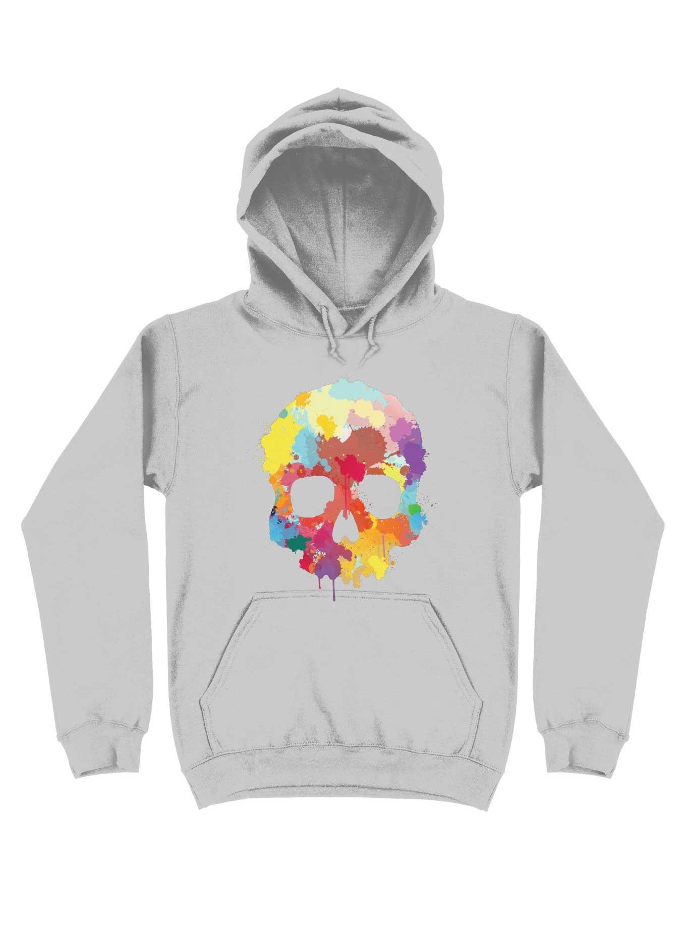 Expressive Colorful Skull Hoodie, SPORT GRAY, hi-res