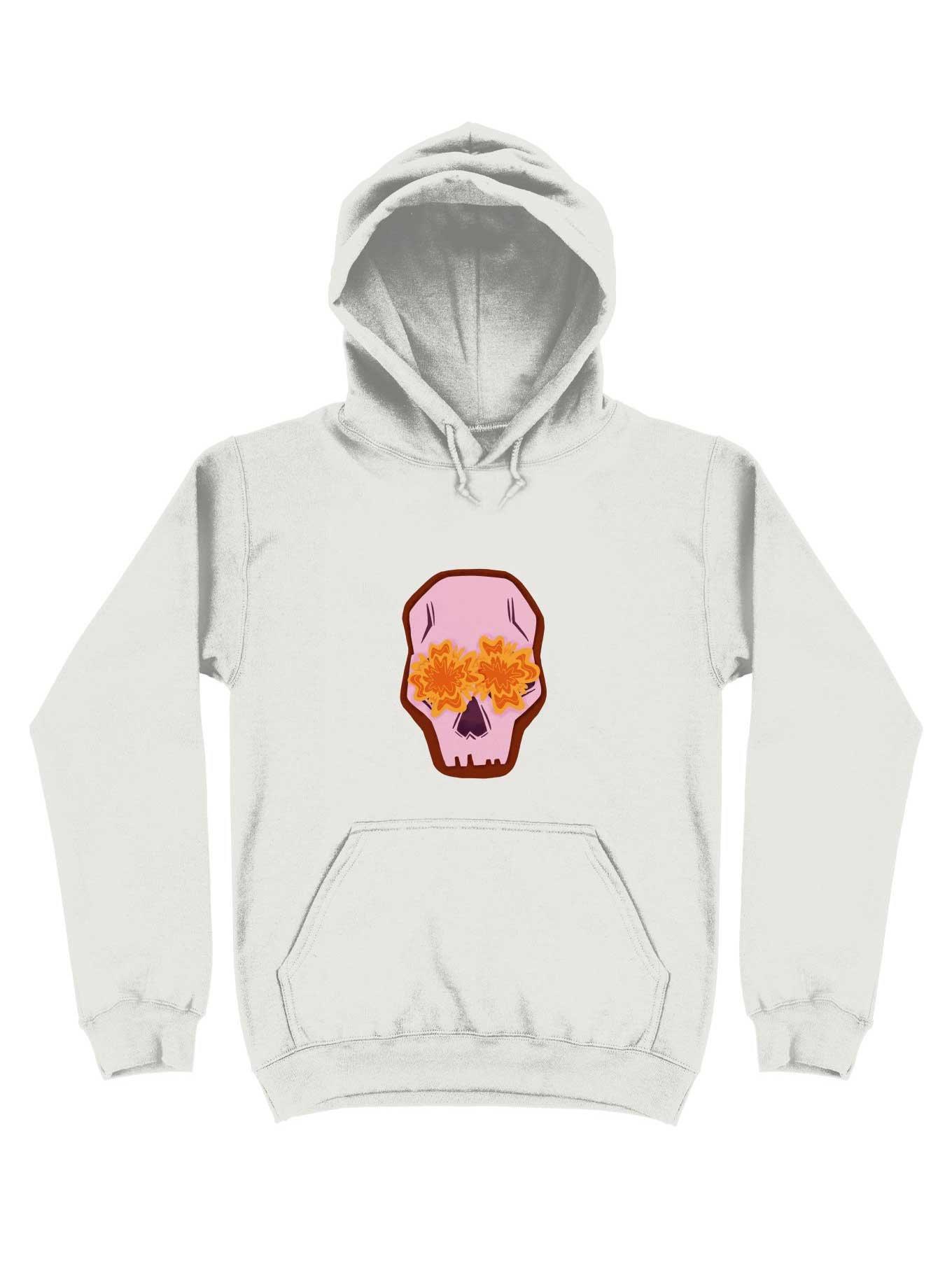 Flowers Skull Hoodie, WHITE, hi-res