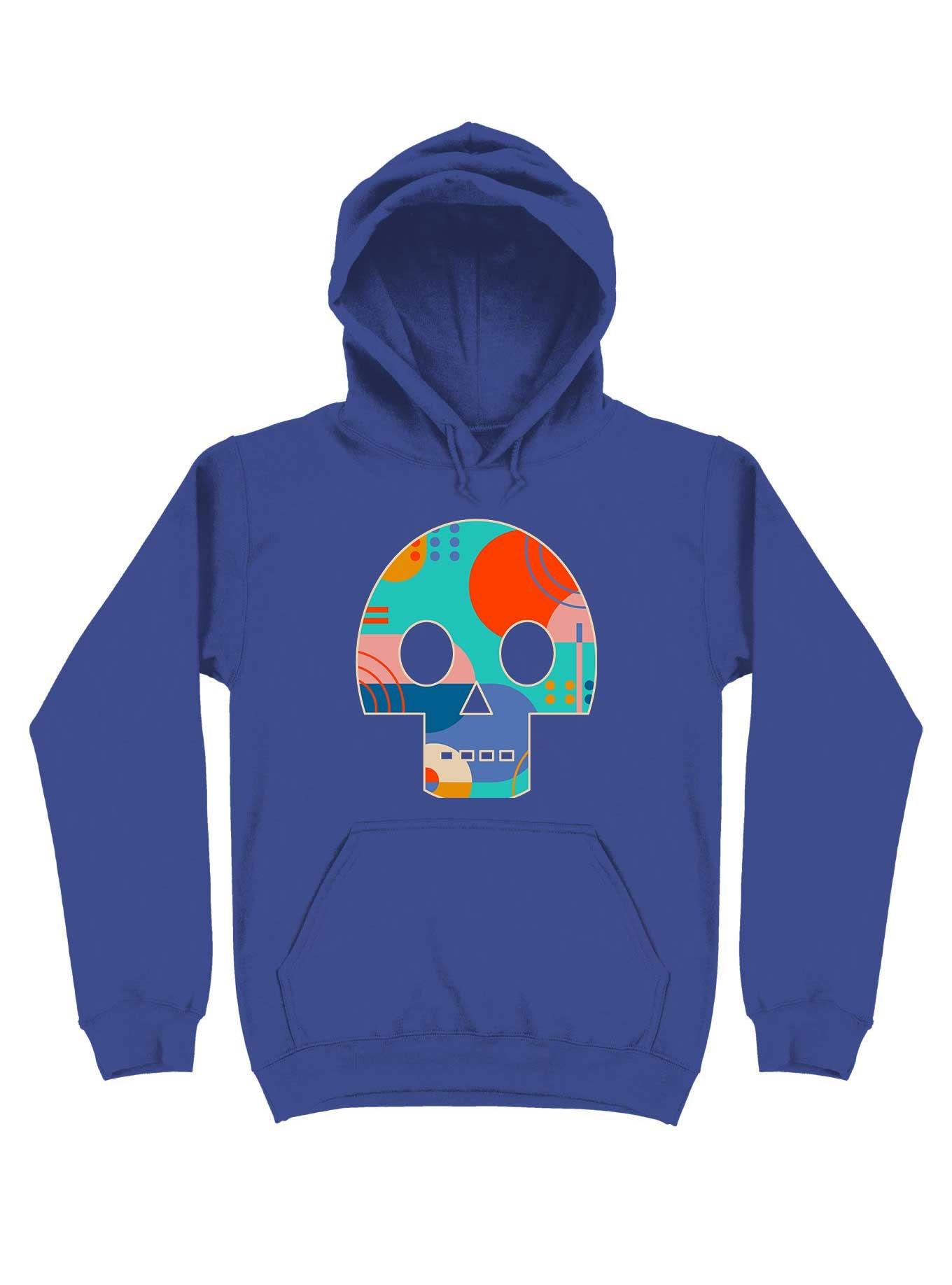 Geometric Abstract Memphis Skull Hoodie, ROYAL, hi-res