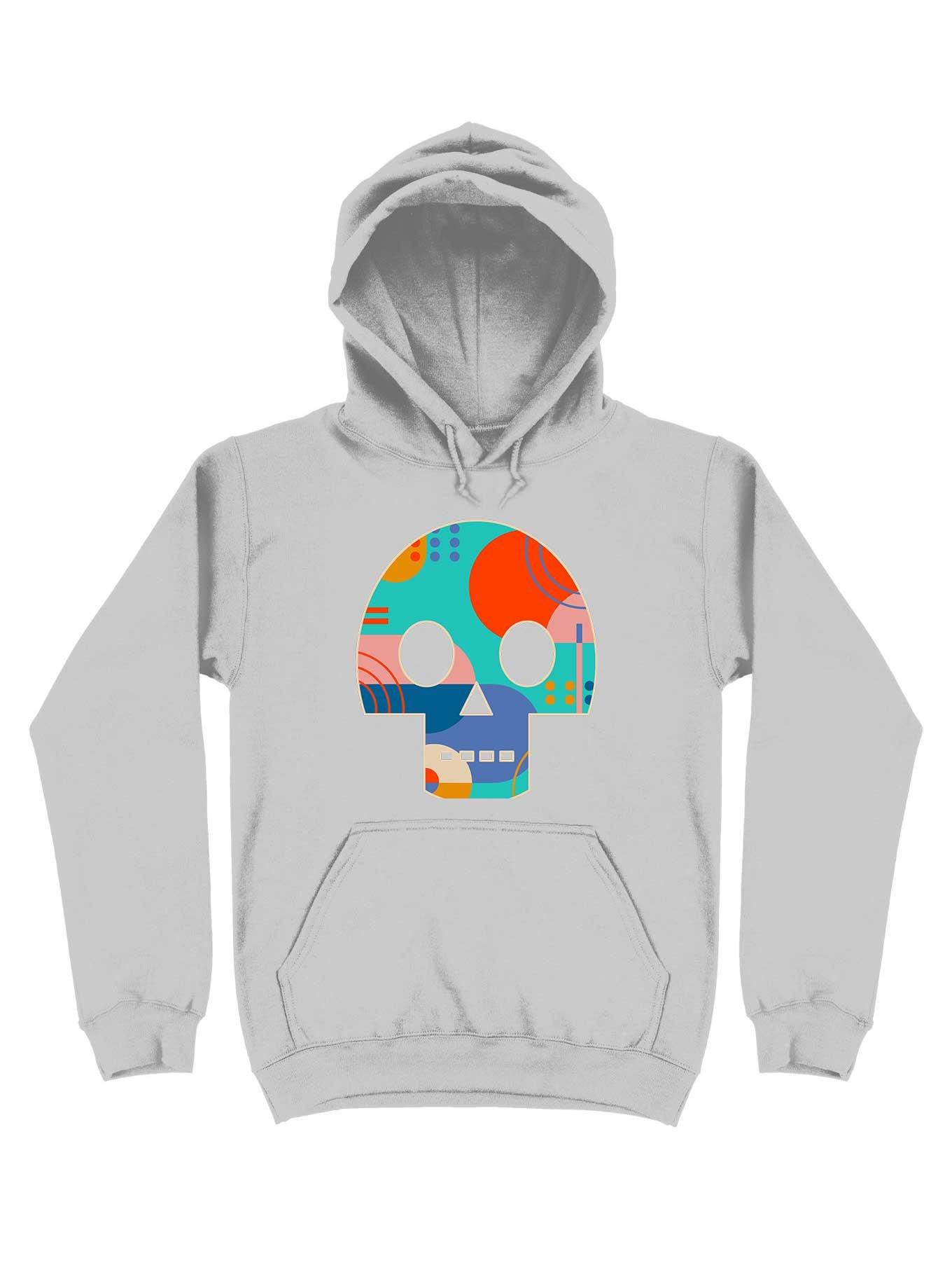 Geometric Abstract Memphis Skull Hoodie, SPORT GRAY, hi-res