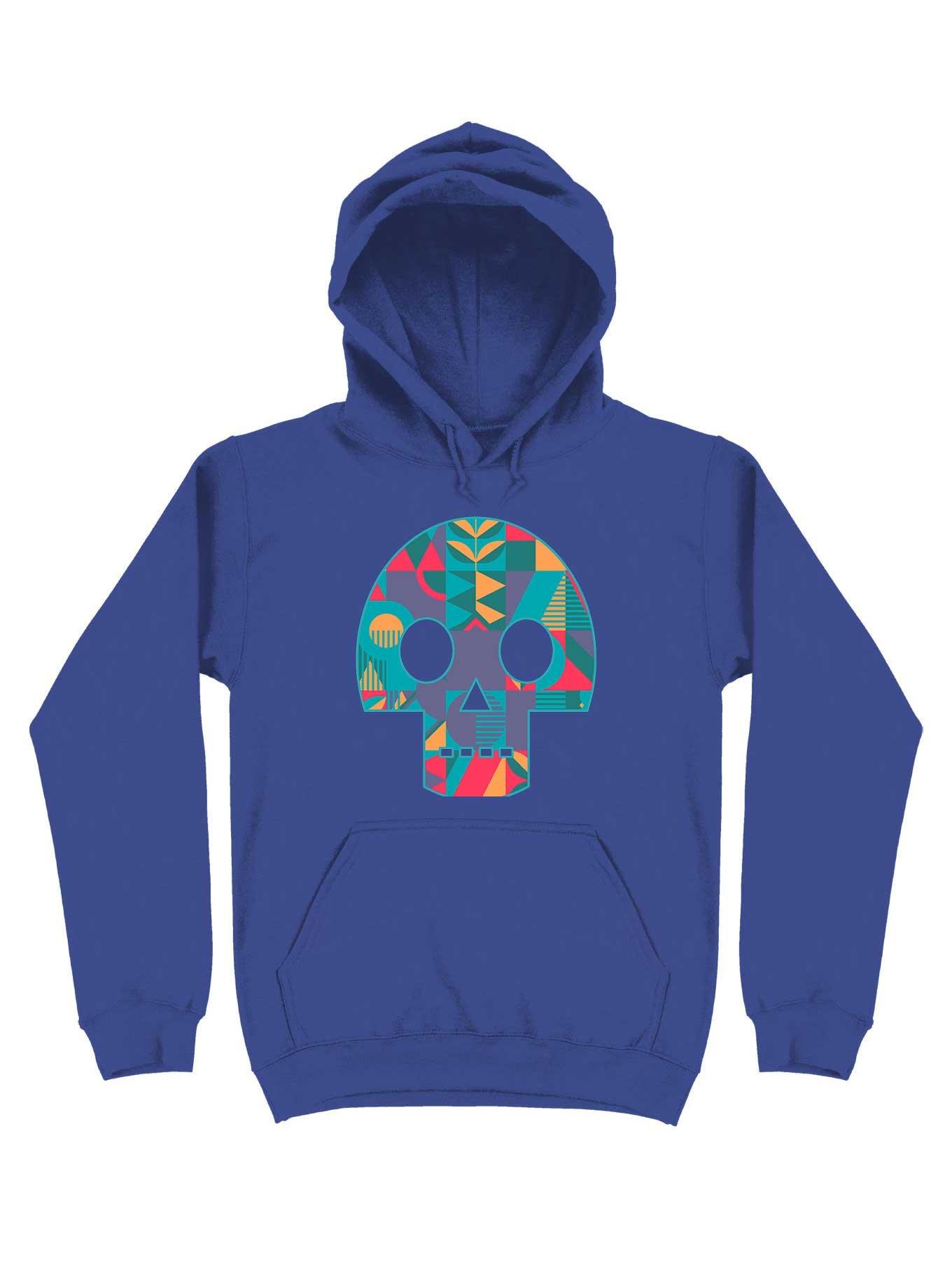 Geometric Abstract Skull Hoodie, ROYAL, hi-res