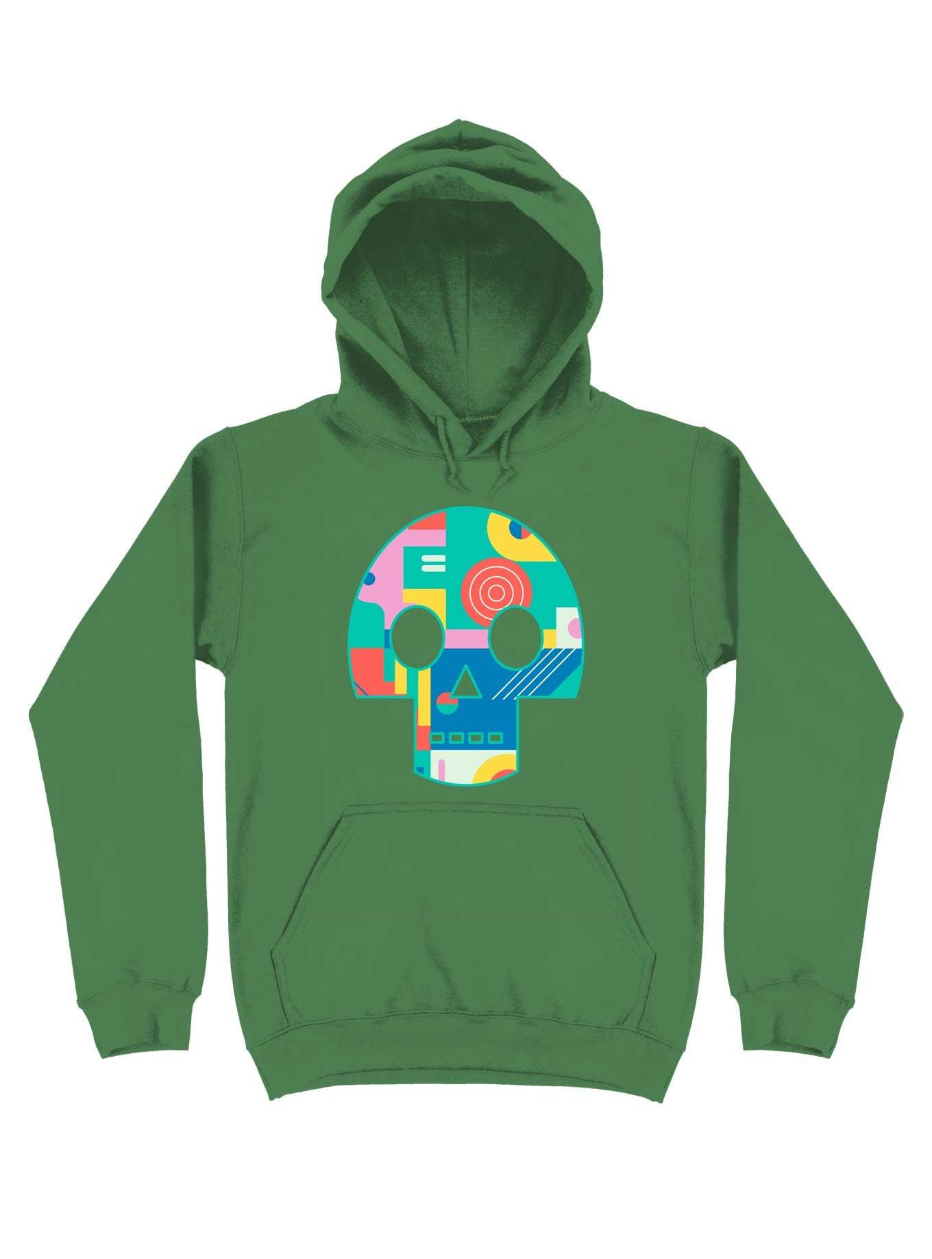 Geometric Memphis Skull Hoodie, IRISH GREEN, hi-res