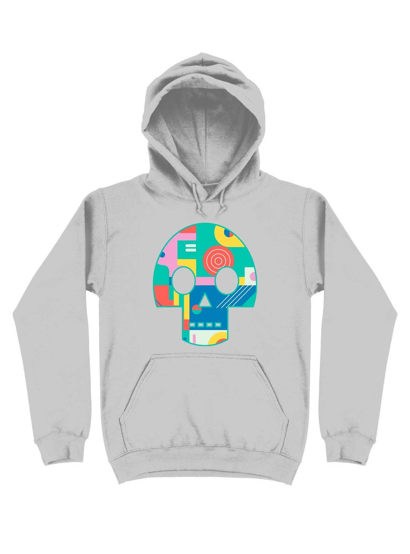 Geometric Memphis Skull Hoodie, SPORT GRAY, hi-res