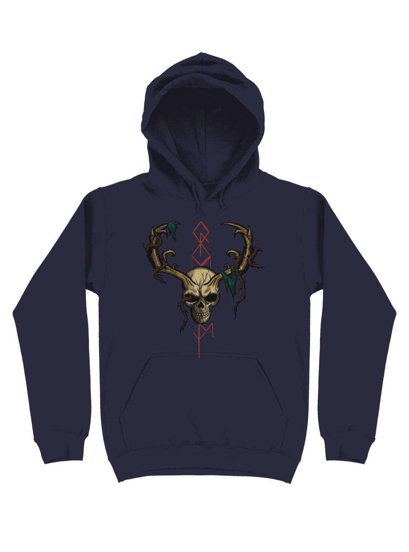 Old Bone Runes Hoodie, NAVY, hi-res