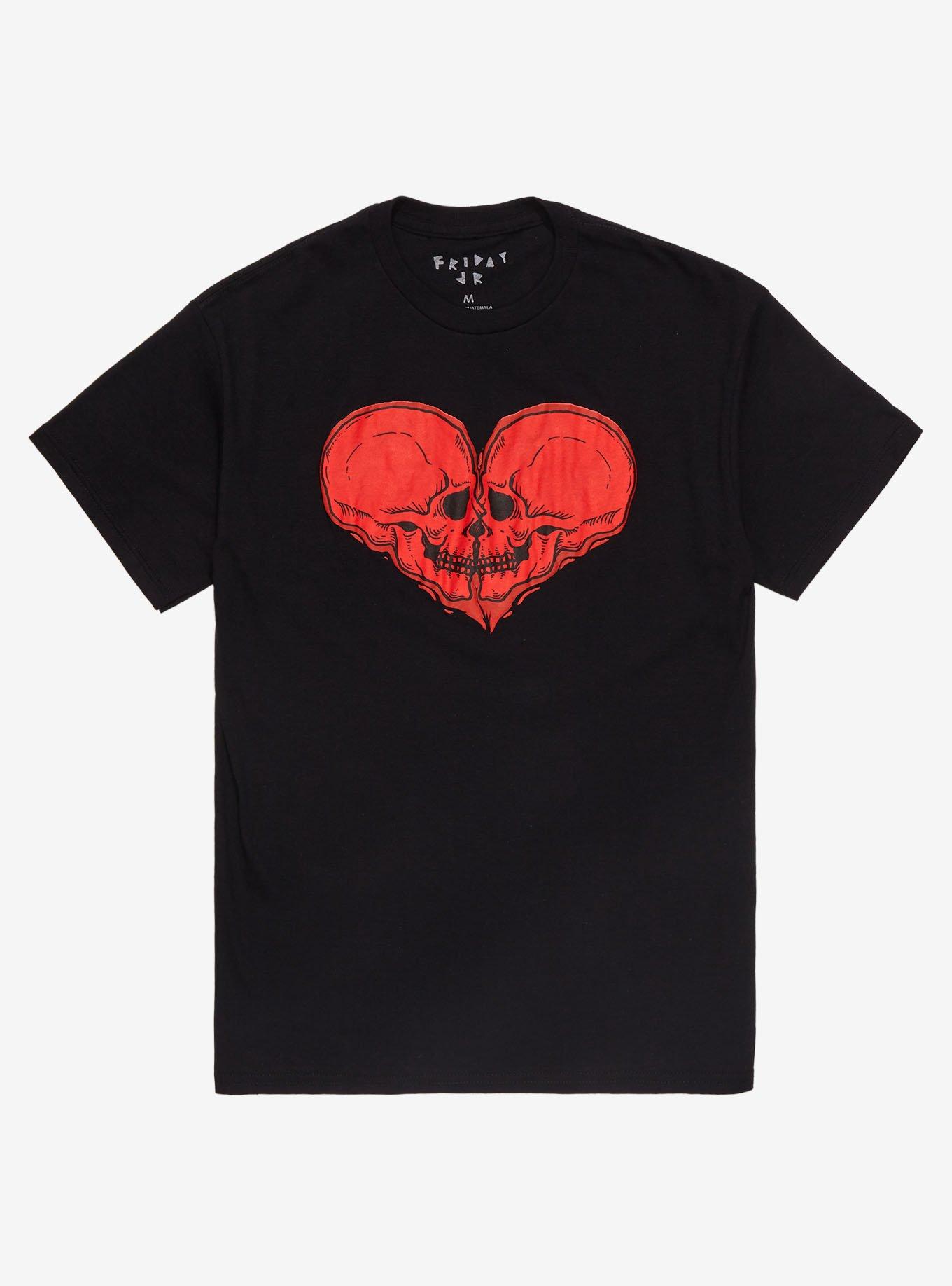 Red Heart Skulls T-Shirt, RED, hi-res