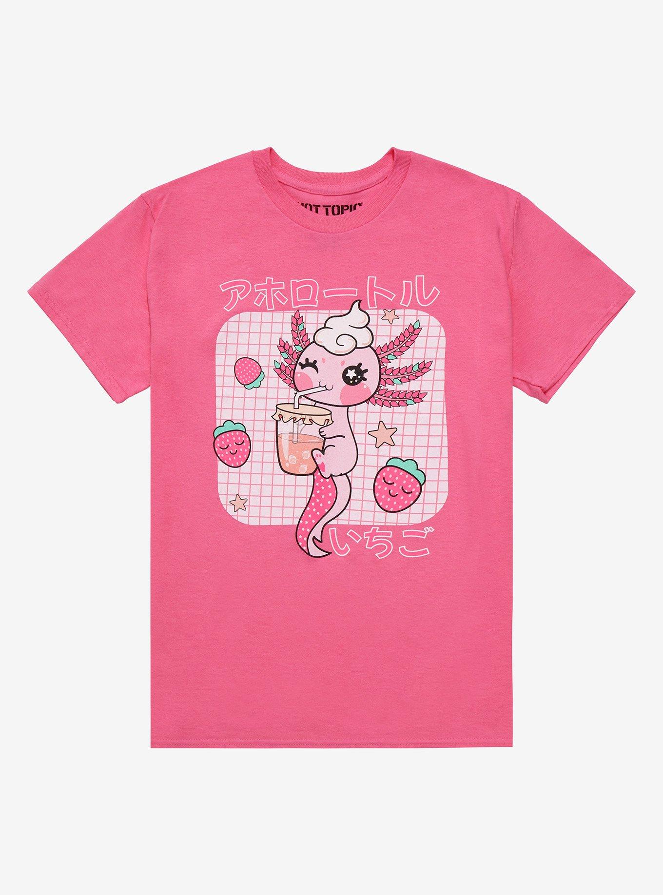 Strawberry Axolotl T-Shirt By MakersyArt, PINK, hi-res