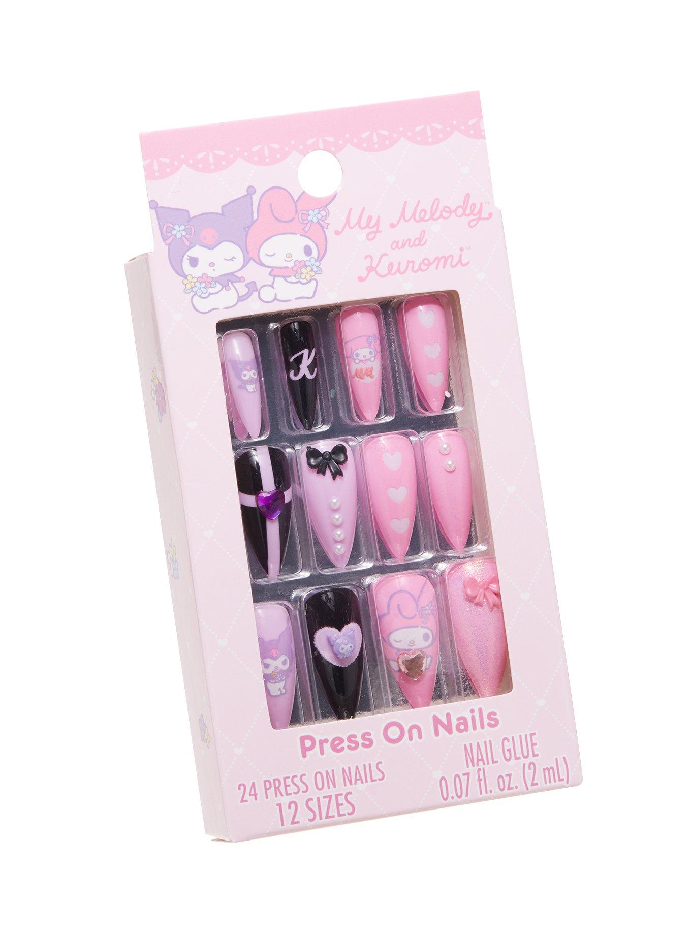 My Melody & Kuromi Bows Faux Nail Set, , hi-res