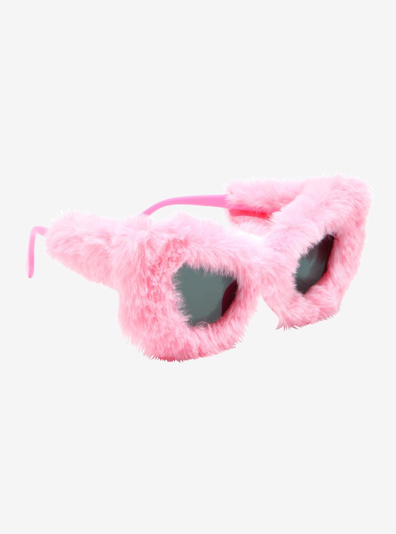 Bubblegum Pink Fuzzy Sunglasses, , hi-res