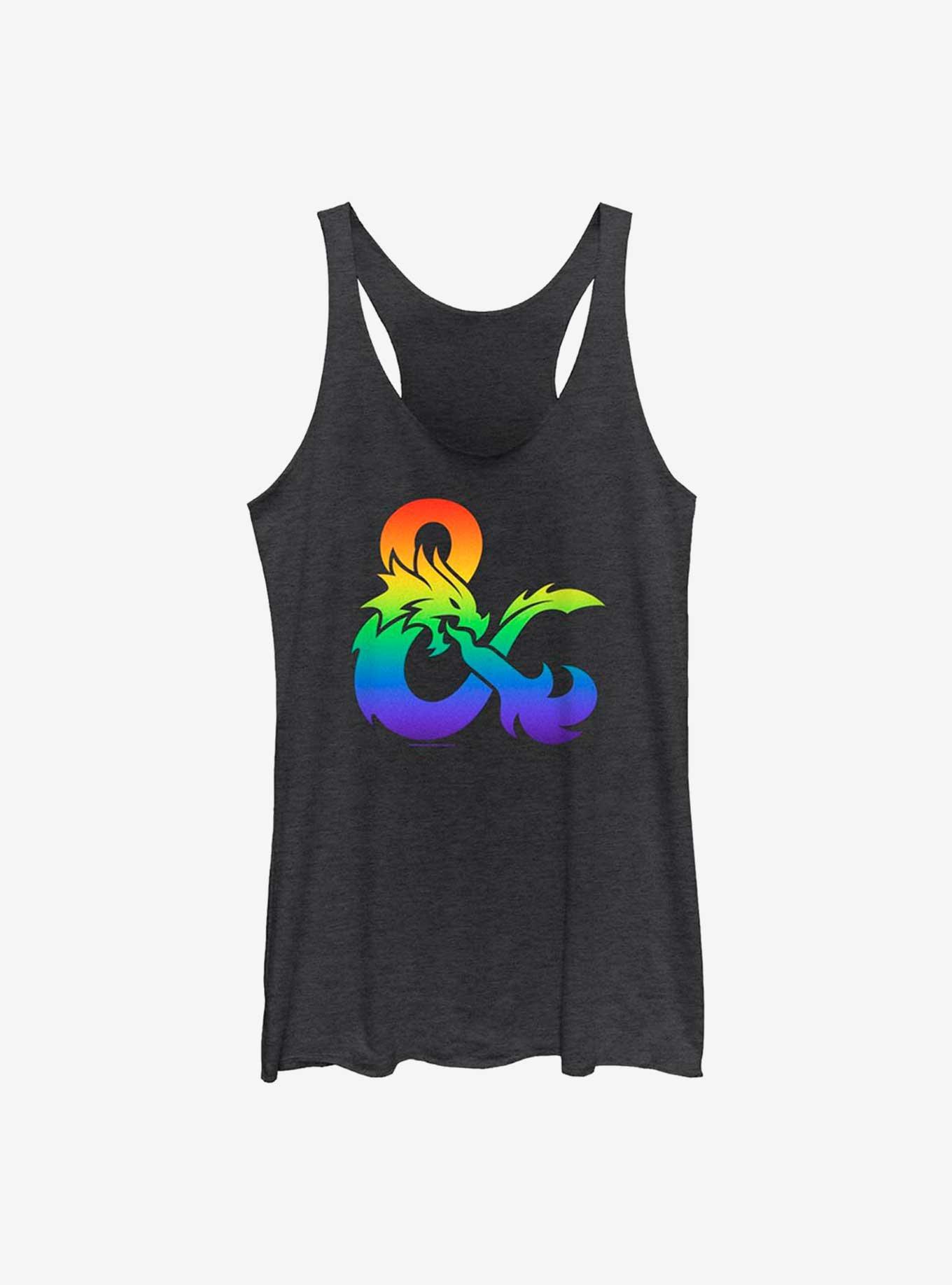 Dungeons & Dragons Pride Gradient Logo Pride Tank, BLK HTR, hi-res