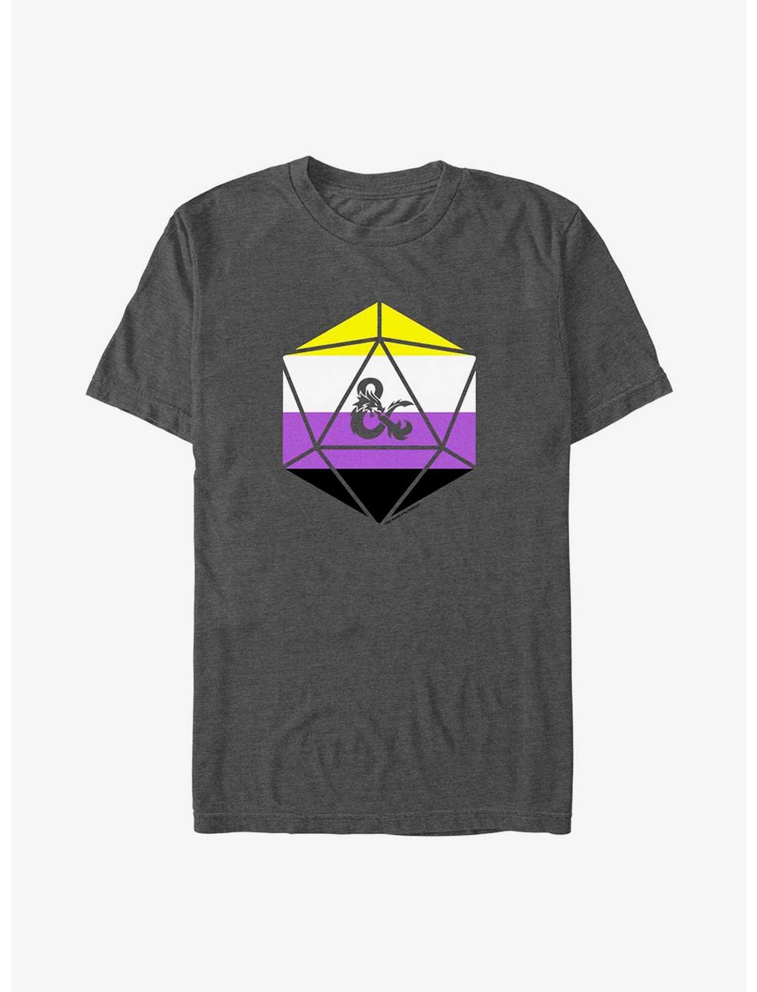 Dungeons & Dragons Non-Binary Pride Dice Pride T-Shirt, CHAR HTR, hi-res