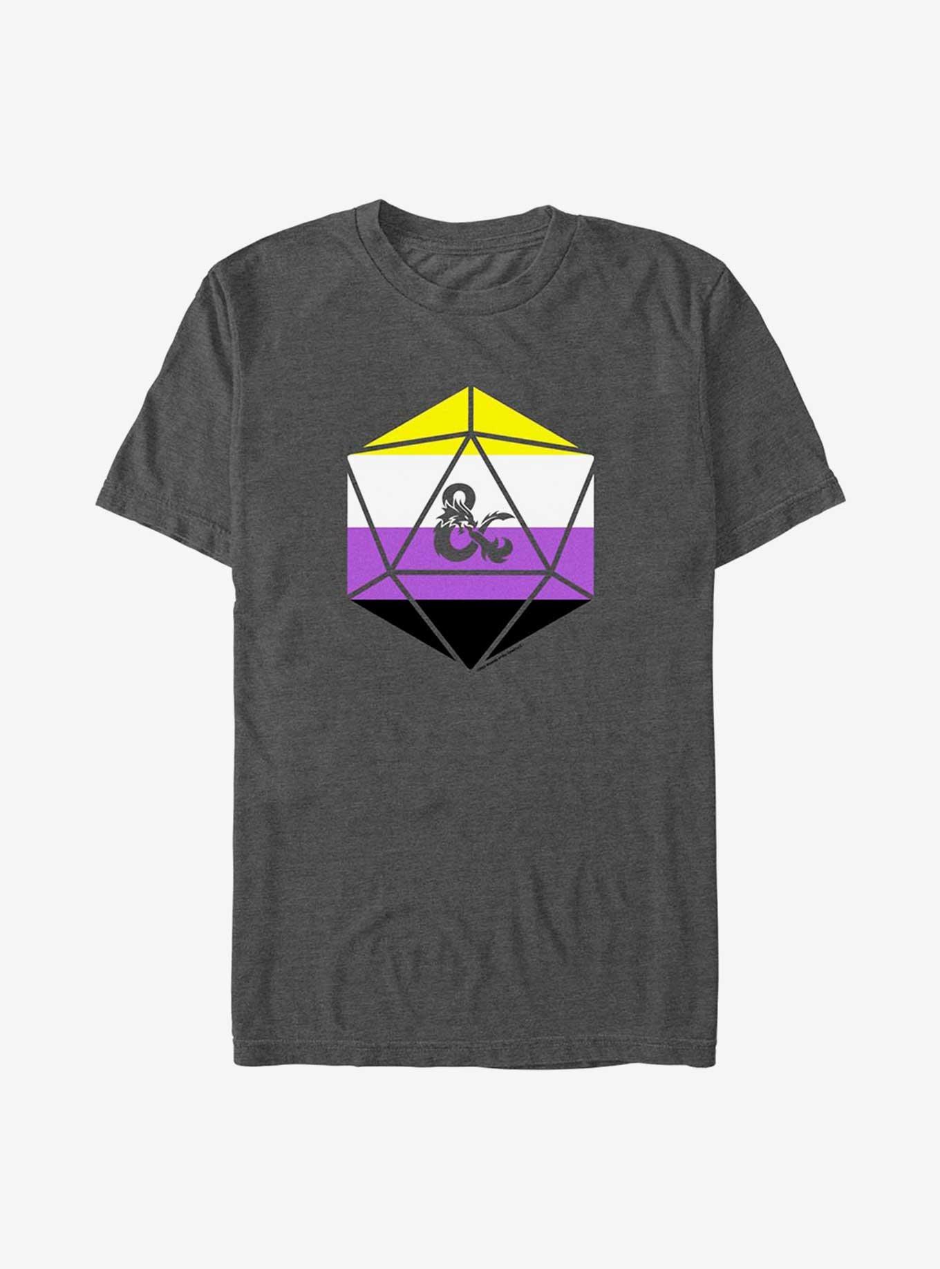 Dungeons & Dragons Non-Binary Pride Dice Pride T-Shirt, CHAR HTR, hi-res