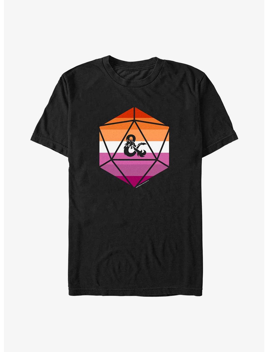 Dungeons & Dragons Lesbian Pride Dice Pride T-Shirt, BLACK, hi-res