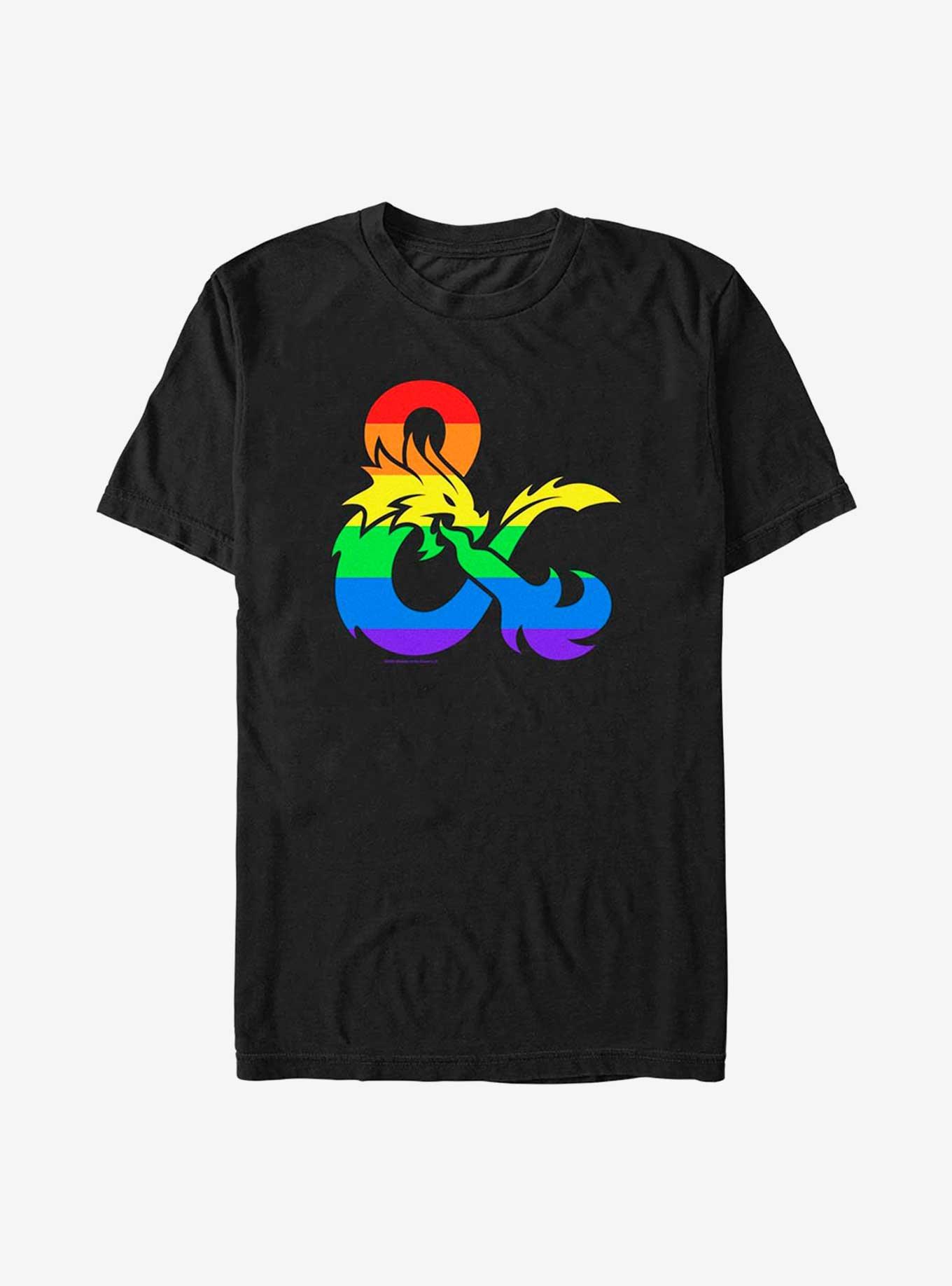 Dungeons & Dragons Pride Flag Logo Pride T-Shirt, BLACK, hi-res