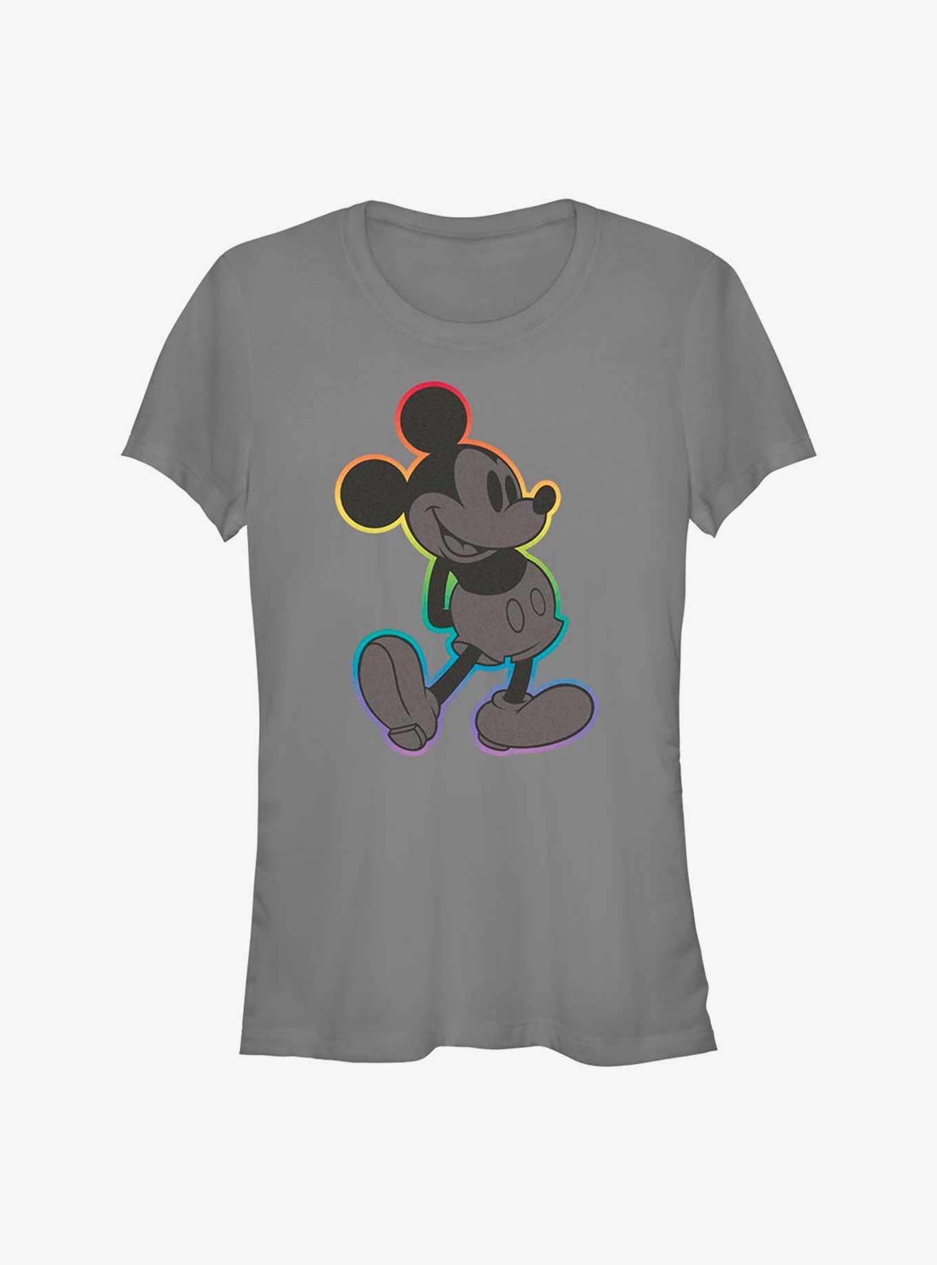 Disney Mickey Mouse Mickey Rainbow Outline Pride T-Shirt, CHARCOAL, hi-res